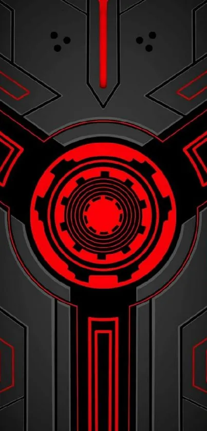 Futuristic sci-fi mobile wallpaper with red and black geometric design.