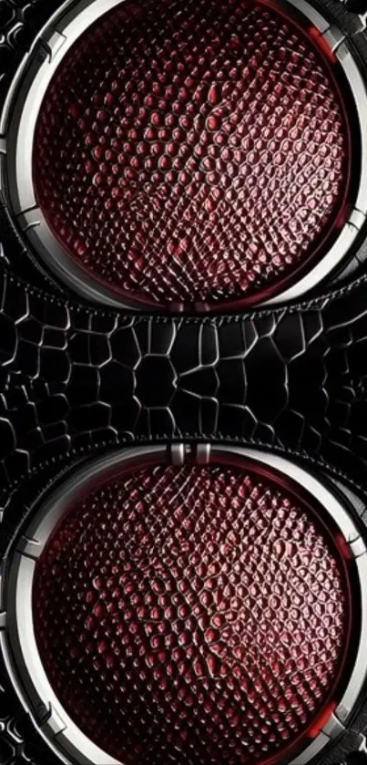 Futuristic sci-fi mobile wallpaper with red textures.