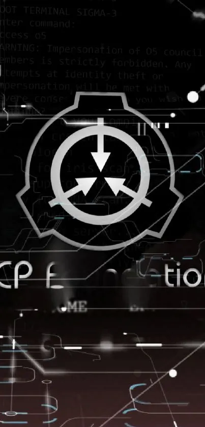 SCP-themed dark futuristic wallpaper with tech elements.