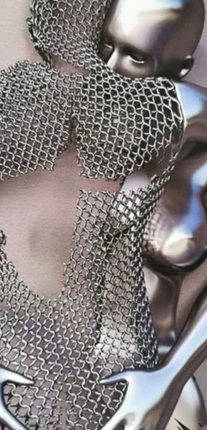 Futuristic silver art design wallpaper