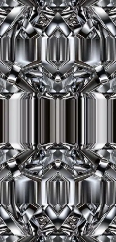 Futuristic silver geometric pattern wallpaper.