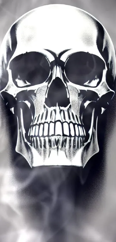 Futuristic silver skull mobile wallpaper.