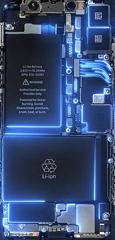 Futuristic circuit design with glowing blue accents for phones.