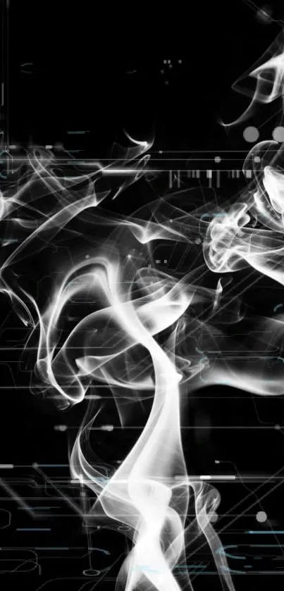 Ethereal smoke on a futuristic digital black background.