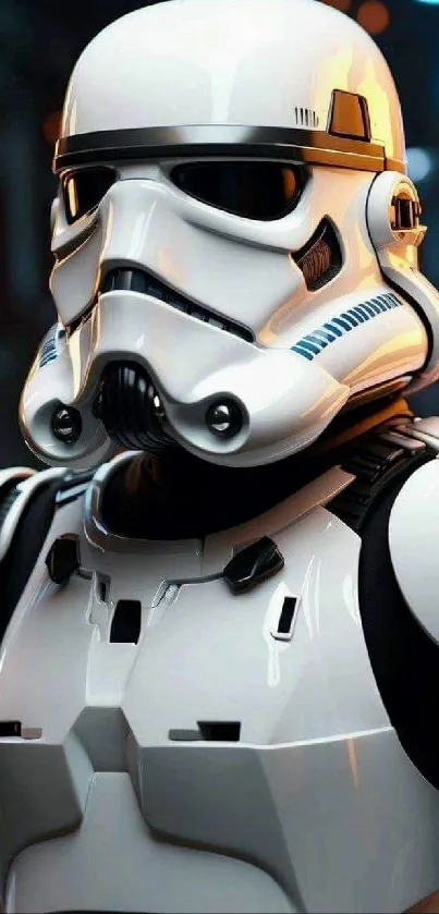 Futuristic soldier in sleek white armor.