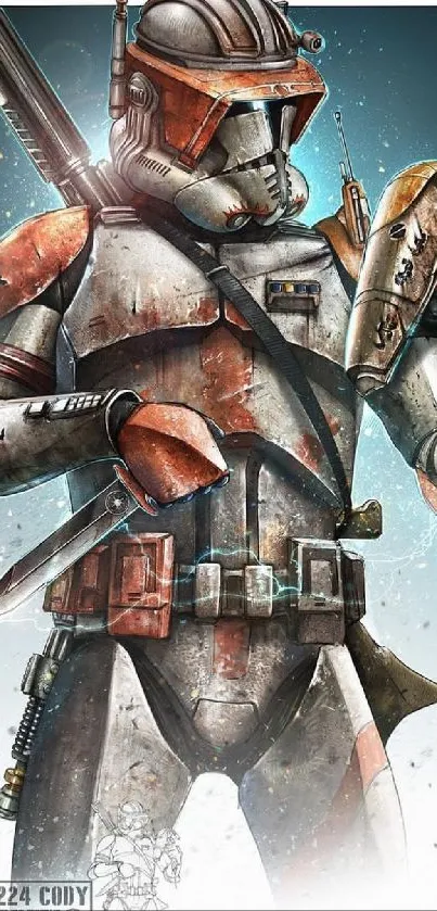 Futuristic soldier in detailed armor art wallpaper.