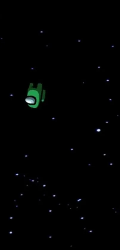 Green astronauts float in space on a dark starry background wallpaper.