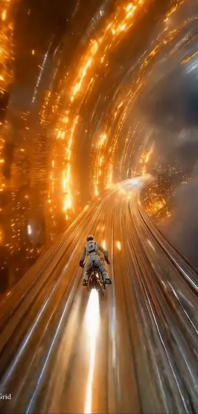 Futuristic space tunnel with dynamic lights and space rider.