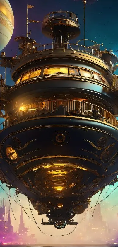 Futuristic spacecraft soaring across the cosmos.