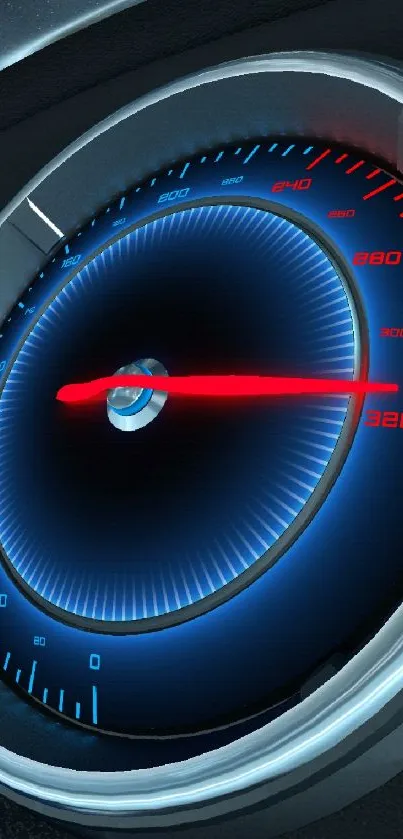 Futuristic speedometer wallpaper with vibrant blue and red highlights.