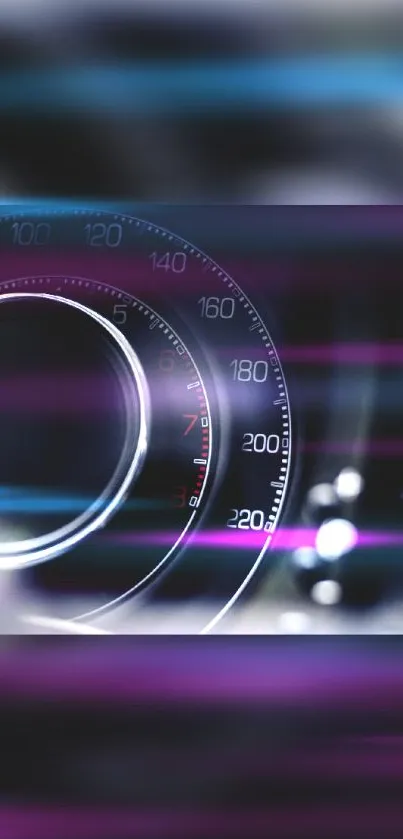 Futuristic speedometer with neon purple glow wallpaper.