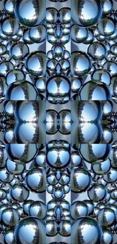 Abstract spheres smartphone wallpaper with mirrored reflections.