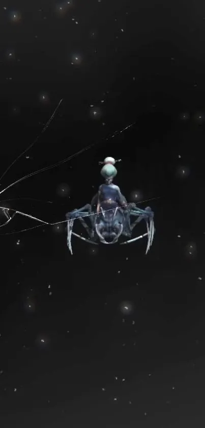 Futuristic spider against a starry black background wallpaper.