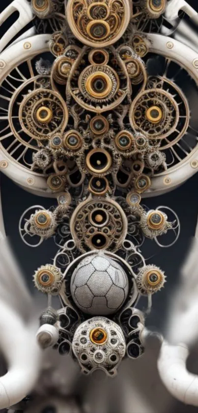 Intricate steampunk artwork with gears and cogs.