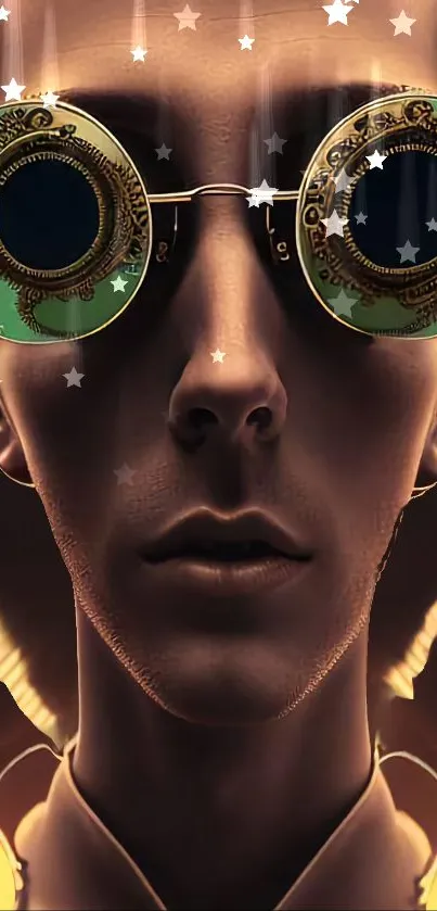 Steampunk-themed wallpaper with futuristic goggles.