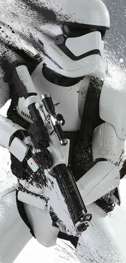 Futuristic Stormtrooper art wallpaper with dynamic design.