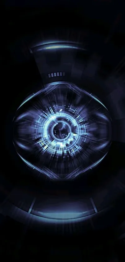 Futuristic blue tech vortex mobile wallpaper.