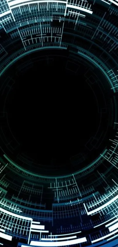 Futuristic digital circuit design wallpaper in dark cyan hues.