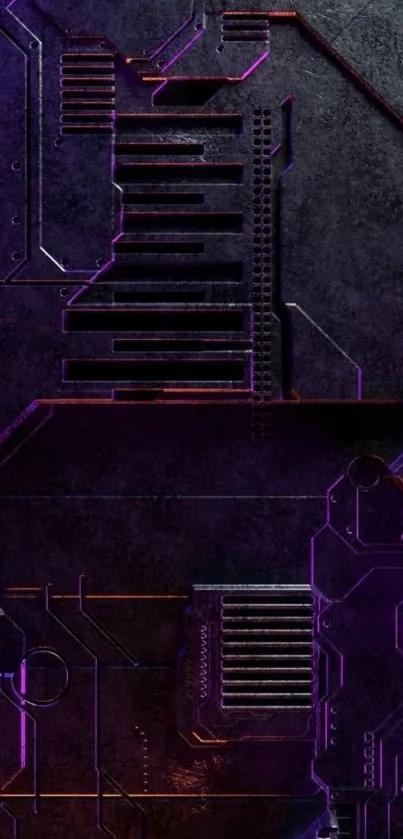 Futuristic purple tech circuit wallpaper design.