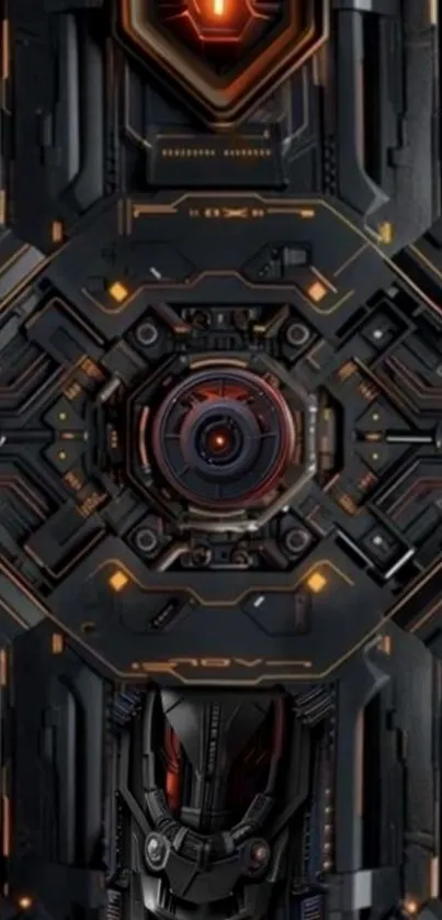 Futuristic tech circuit industrial wallpaper with cyber design.