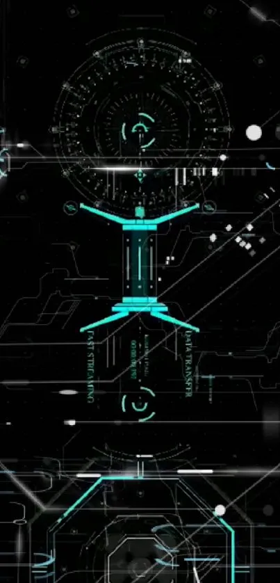 Futuristic neon circuit design wallpaper for mobile phone.