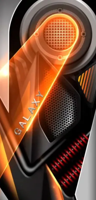 Futuristic mobile wallpaper with galaxy design.