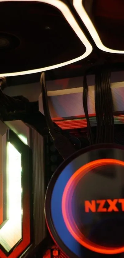 Futuristic gaming setup with LED lighting.