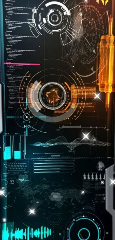 Sleek futuristic mobile wallpaper with neon technological elements.