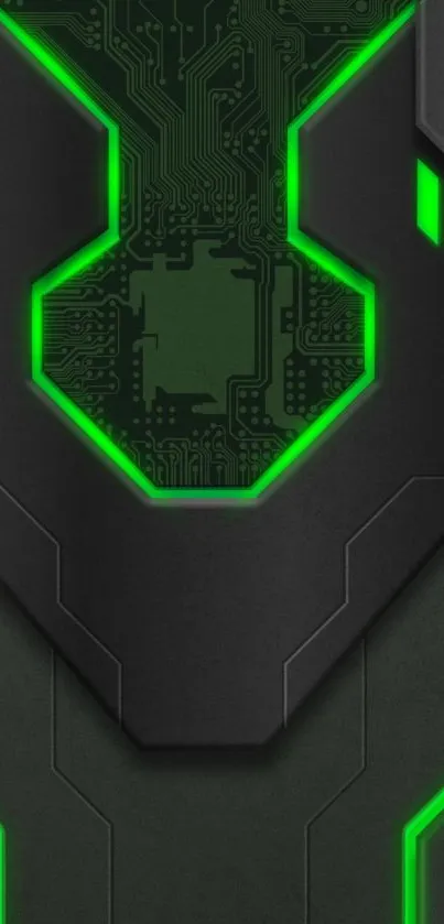 Futuristic green neon tech phone wallpaper.