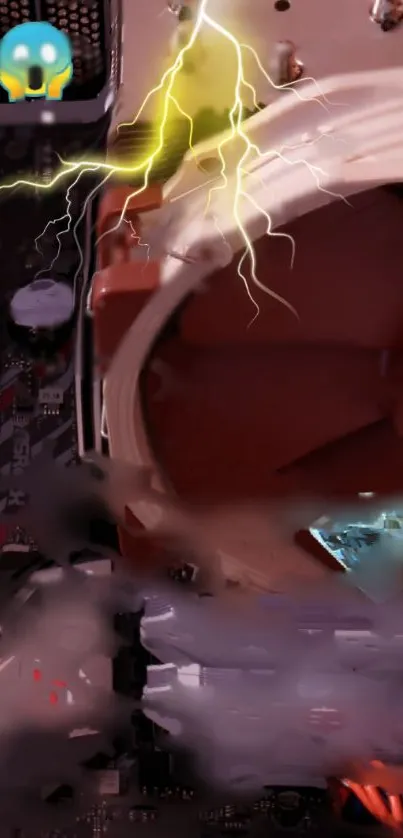 Futuristic tech wallpaper with electric effects.