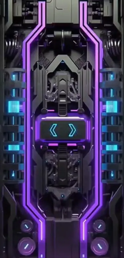 Futuristic phone wallpaper with neon tech design.