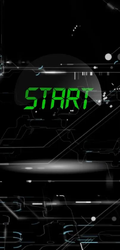 Futuristic neon green start wallpaper with digital theme design.