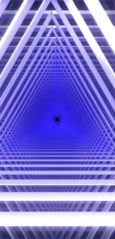 Futuristic blue triangle tunnel wallpaper.