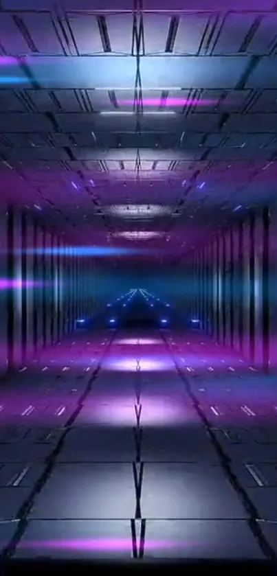 Futuristic tunnel with neon lights mobile wallpaper