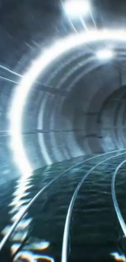 Futuristic tunnel with light reflections and a modern vortex design.