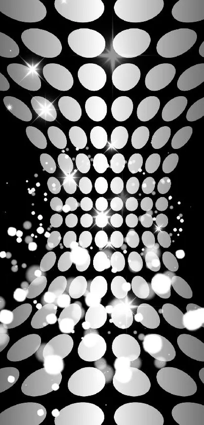 Futuristic black and white tunnel pattern with abstract design.