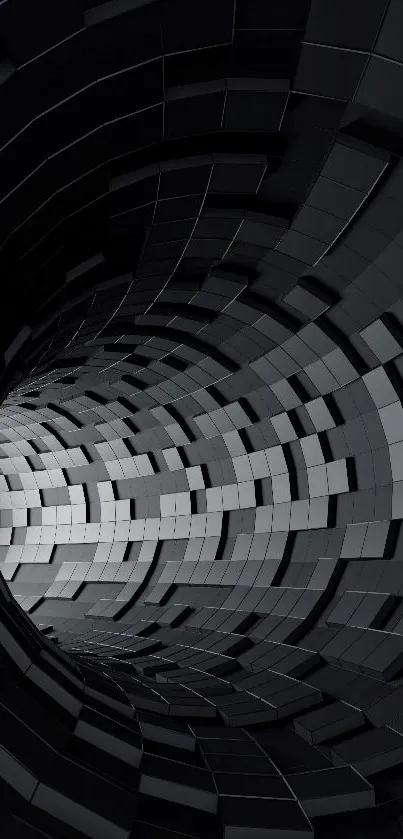 Dark gray geometric tunnel wallpaper with a 3D effect.