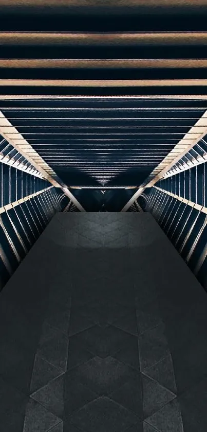 Futuristic tunnel wallpaper with geometric design.
