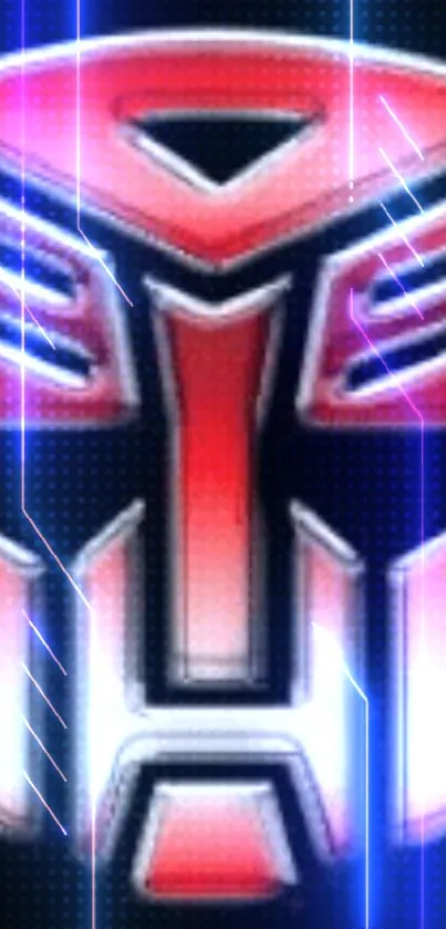 Futuristic symbol in red on dark mobile wallpaper.