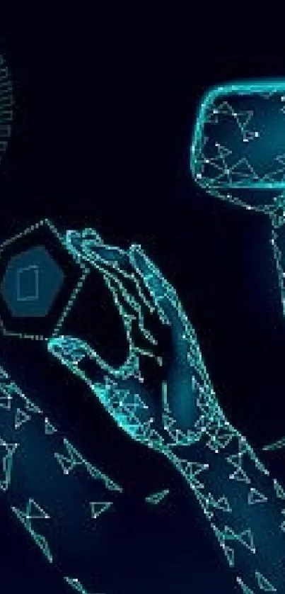 Futuristic virtual reality digital art in cyan colors.