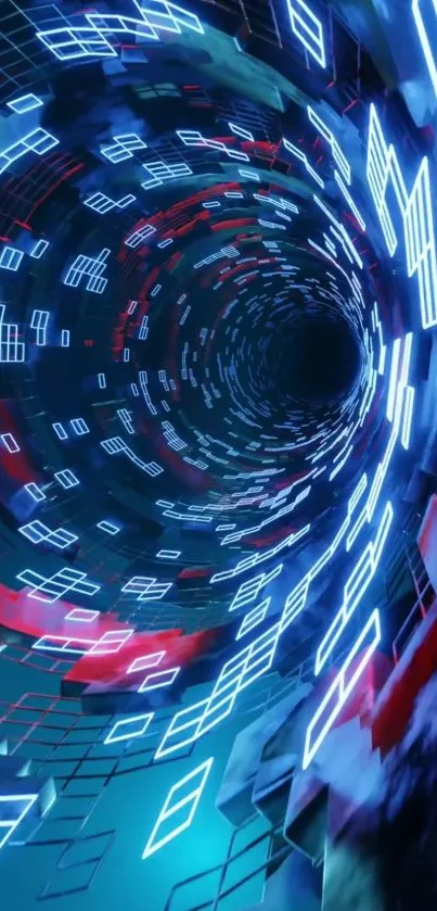 Futuristic vortex wallpaper with neon lights creating a captivating tunnel effect.