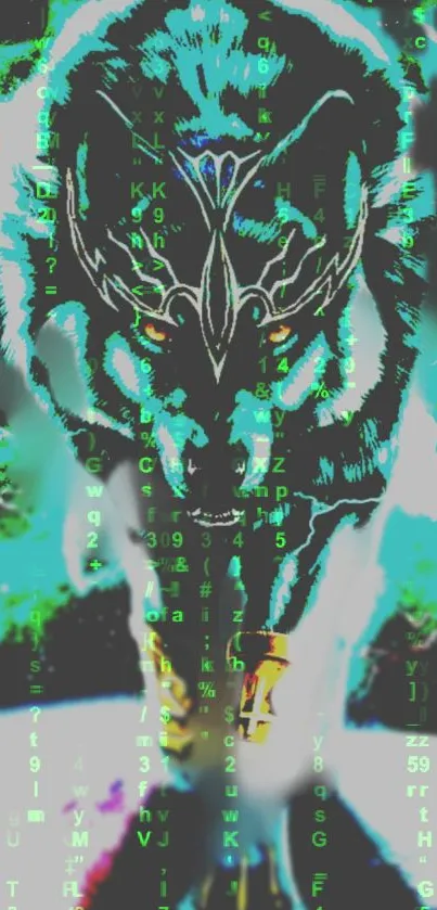 Futuristic neon wolf digital art with vibrant colors and mystic patterns.