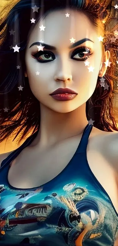 Futuristic woman with vibrant colors, perfect for mobile wallpaper.