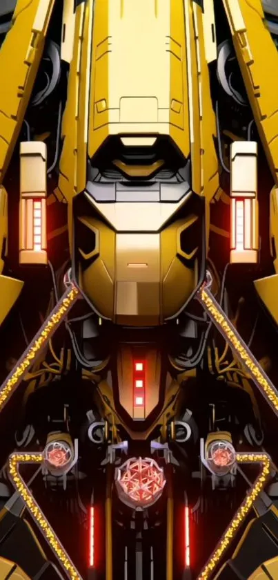 Futuristic yellow mech design mobile wallpaper.