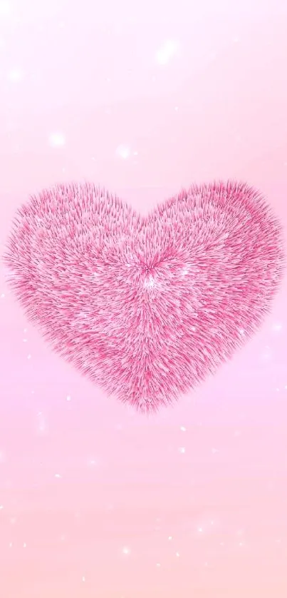 Fuzzy pink heart wallpaper on pink background.