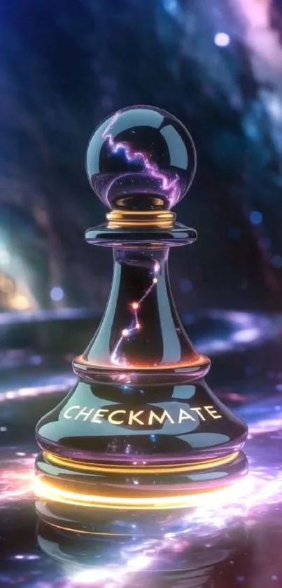 Galaxy-themed chess pawn with cosmic background