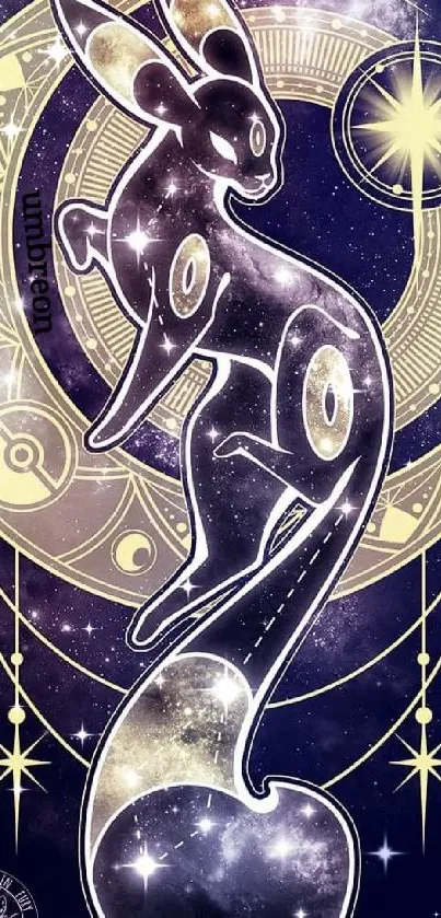 Celestial creature art with starry cosmic background.