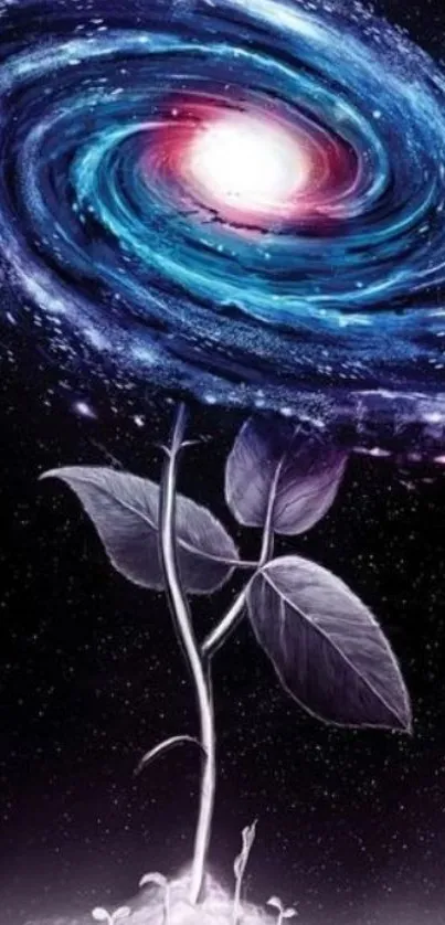 Galaxy flower art wallpaper with space background.