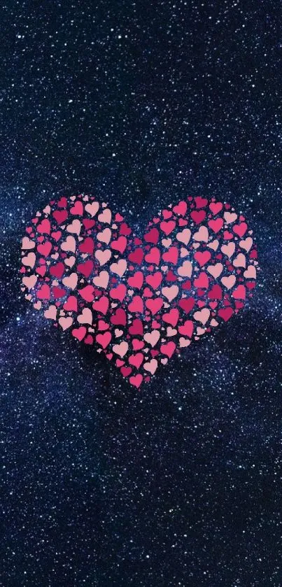 Heart made of stars in a galaxy background.