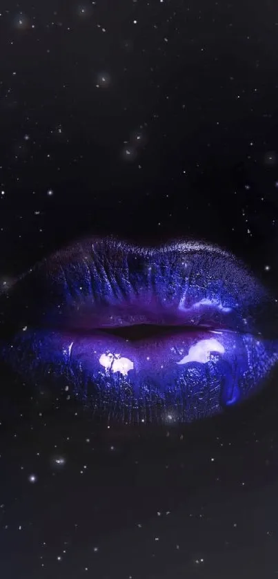 Vibrant purple galaxy lips with a starry background.